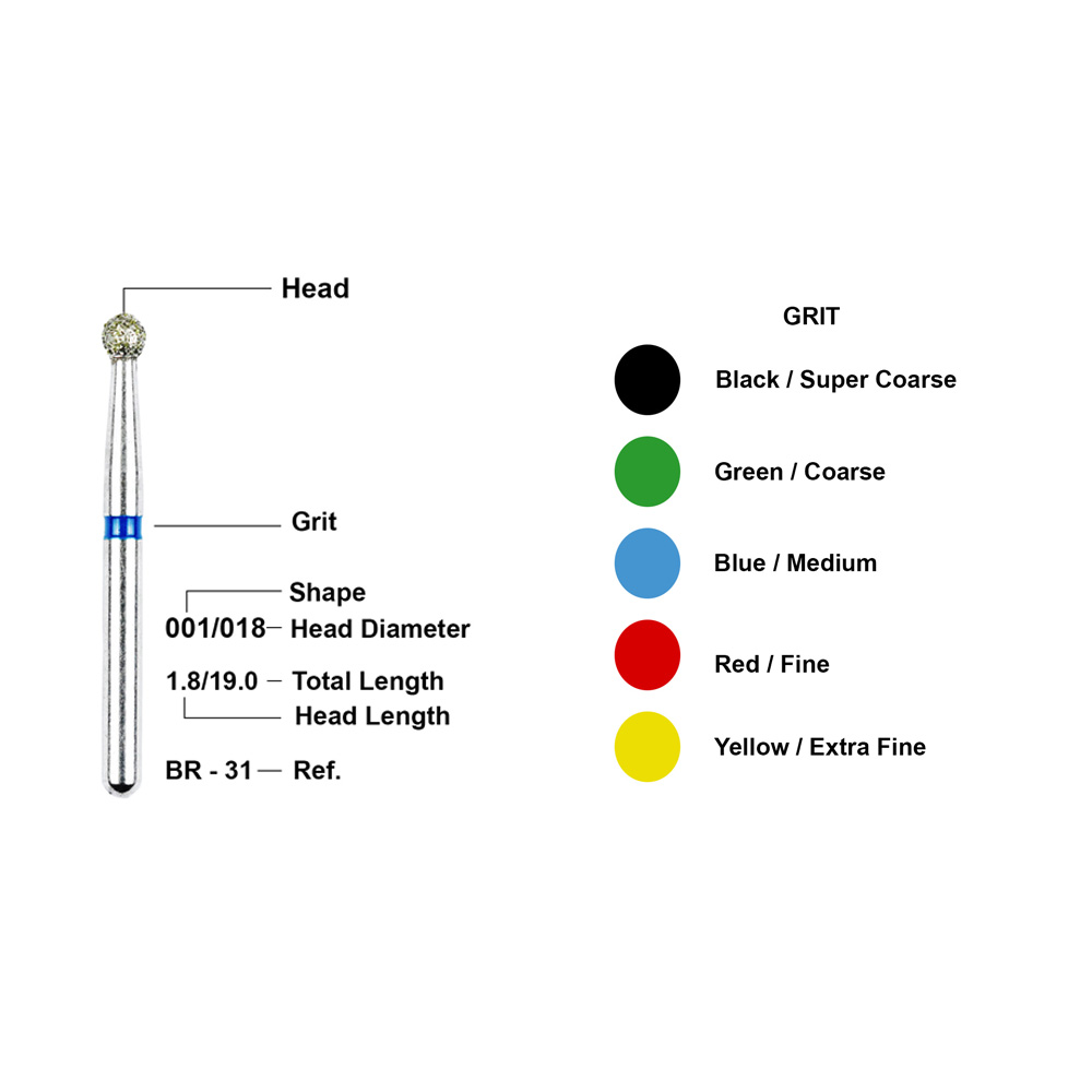 Taper Round End Diamond Bur - TR